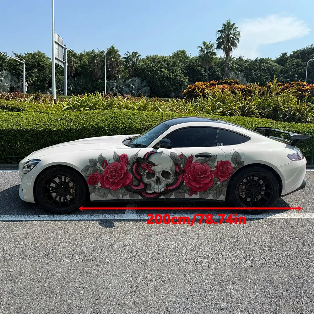 2pcs Poisonous Snake And Skull Stickers, Self-Adhesive PVC Waterproof & Scratch-Resistant Stickers, Car Accessory Gift