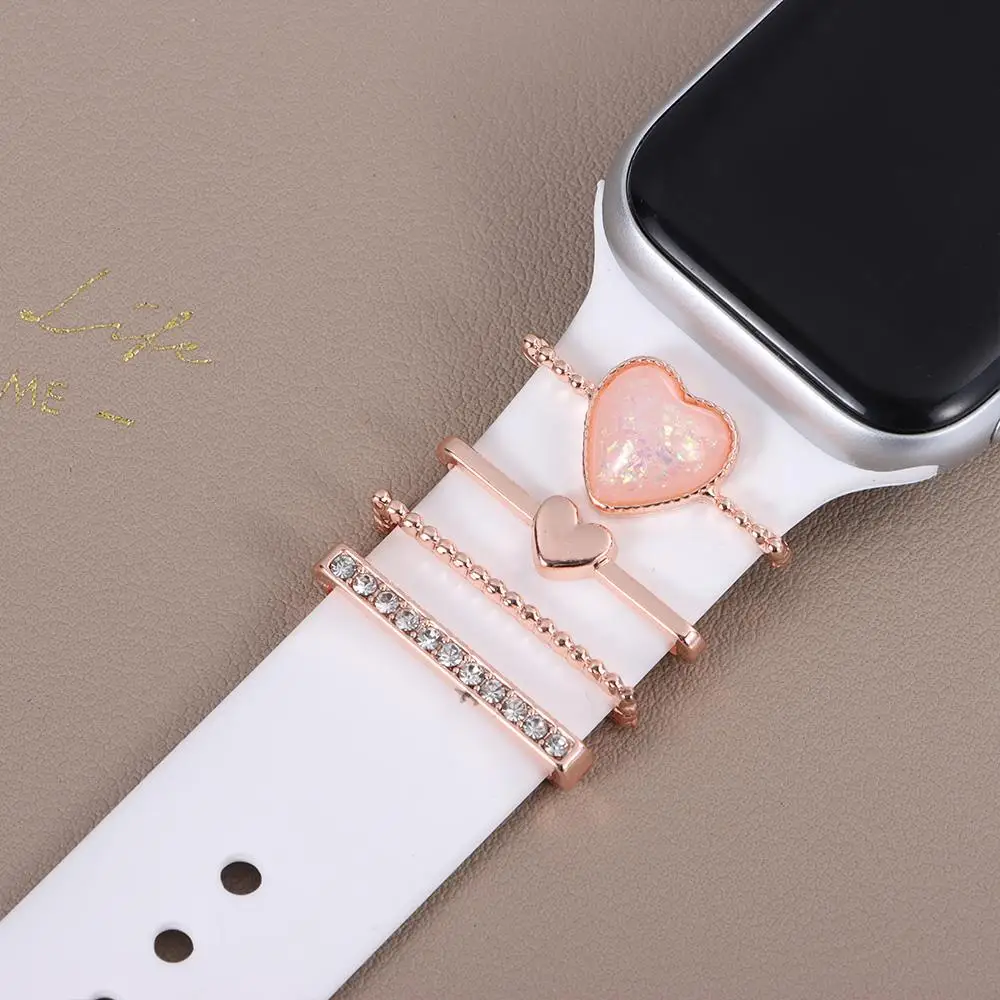 Smart Watch Strap Trim Rings, 4-Piece Metal Decorative Charm Set description 3