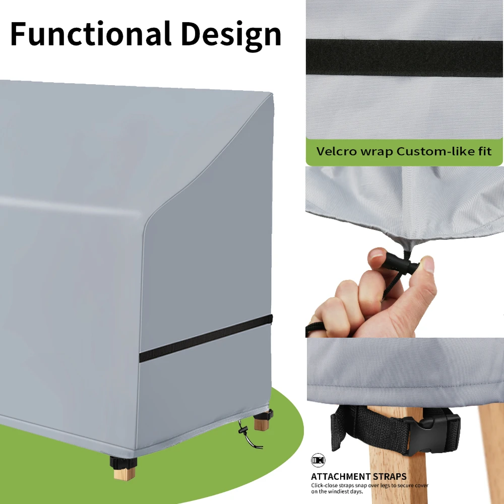 4Sizes Silver Grey Garden Patio Protective Cover 210D Oxford Cloth Furniture Dust Cover Rattan Chair Sofa Waterproof Rain Cover