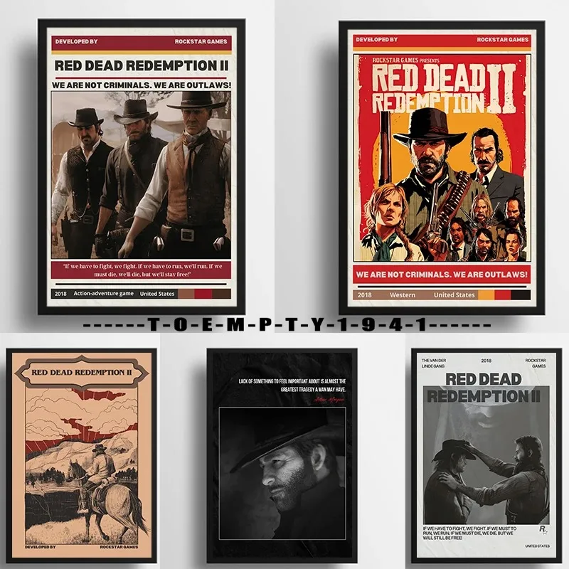 Red Dead Redemption 2 Video Game Series Poster Print Canvas Painting Wall Art Picture Living Room Bedrooom Home Decor