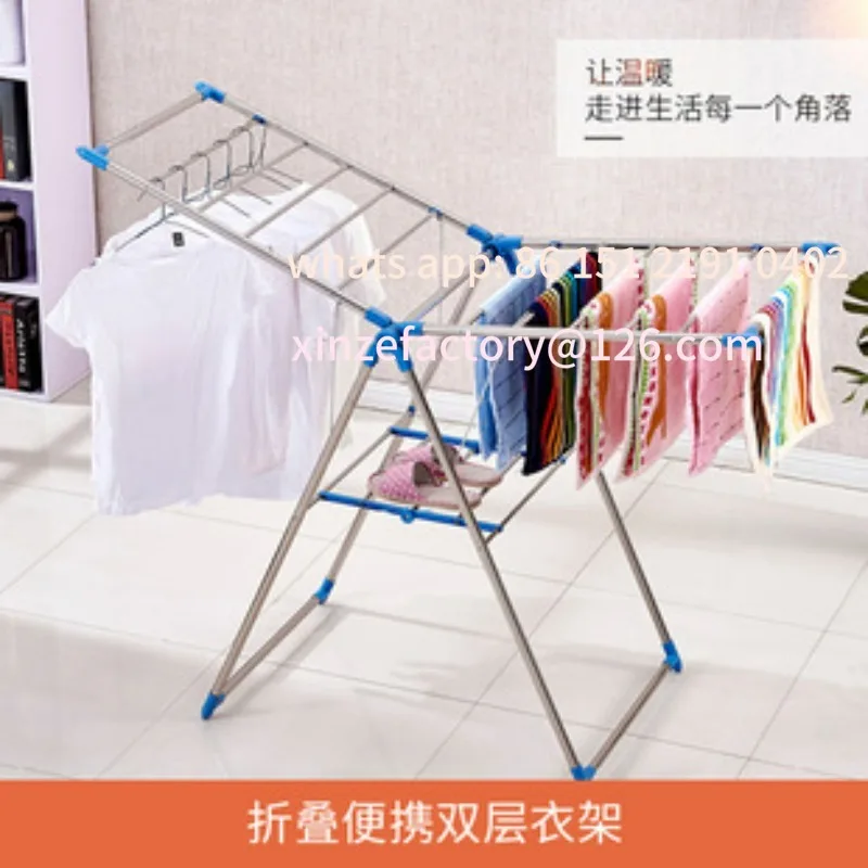 

Customizable Floor-to-ceiling multi-pole drying rack, airfoil with shoe rack, balcony metal clothes rack, foldable