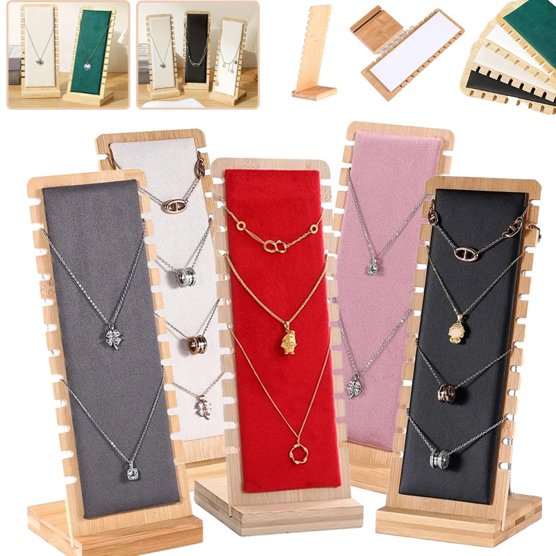 

1PC Wall Mounted Jewelry Display Stand Wooden Multiple Necklace Show Rack Removable Counter Showcase Pro Шкатулка Для Украшений