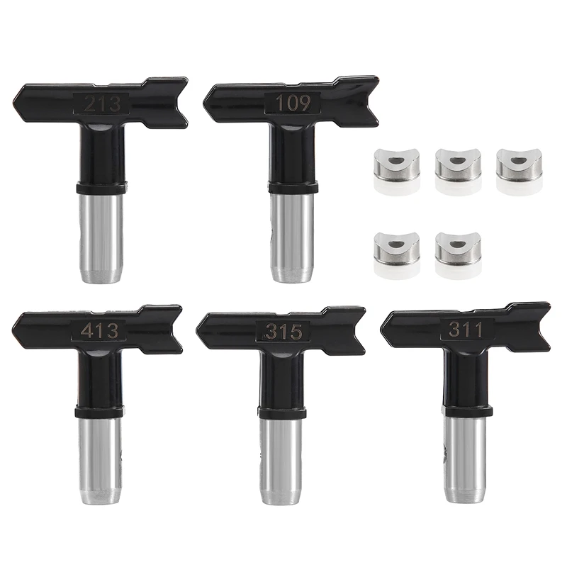 ABRE-5 piezas de puntas de pulverización, boquillas de pulverización sin aire con punta de pulverización reversible para máquina de pulverización sin aire (109, 213, 311, 315, 413)