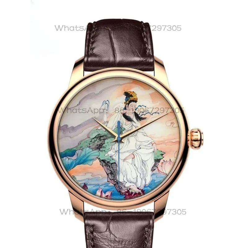Yin Bodhisattva Micro-painted Enamel  Men's Mechanical Watch Buddha  Men's Watch