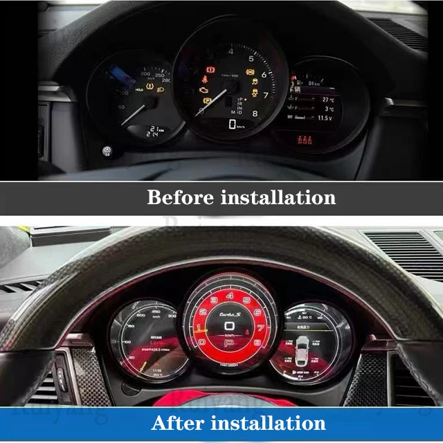 Adequado para porsche macan 2014-2023, painel de instrumentos de velocidade de cabine de pilotagem virtual de cluster digital lcd de 12.3 polegadas