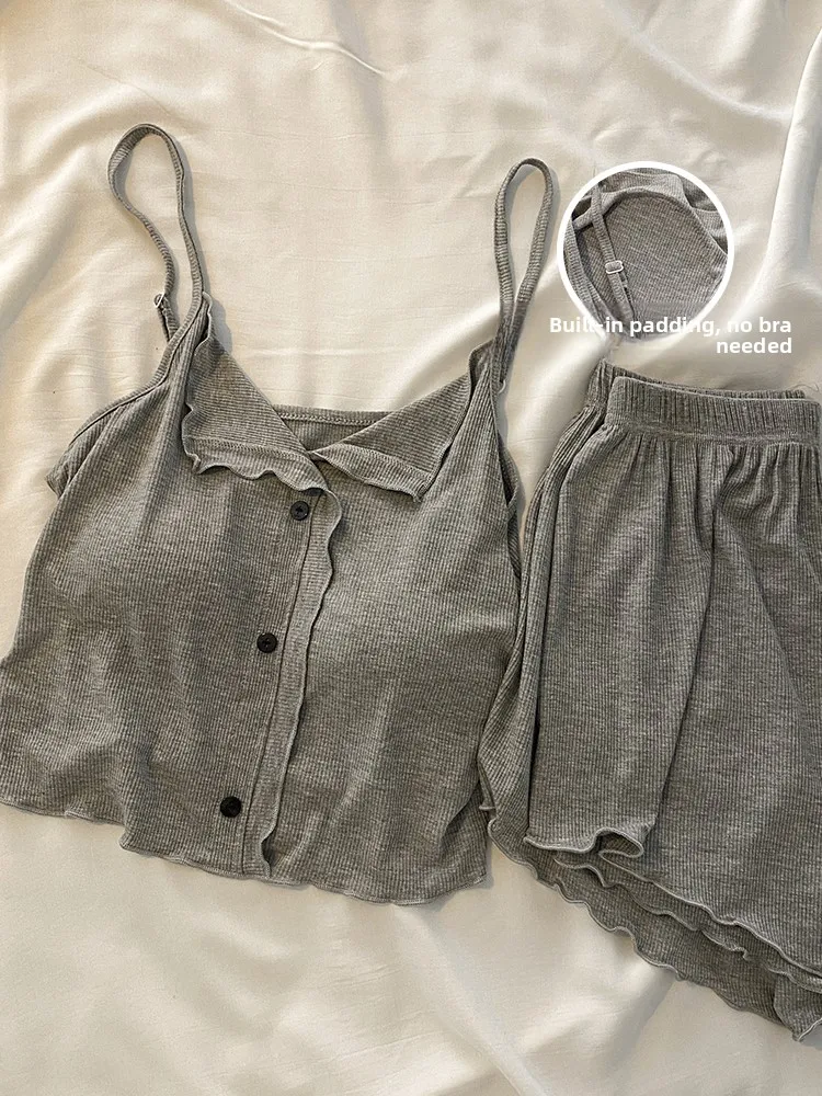 

2024 Summer New Sexy Pure Desire Sle Women's Modal Cotton Nightgown with Strap Home Clothes ort Pants V-ne Open Cardigan