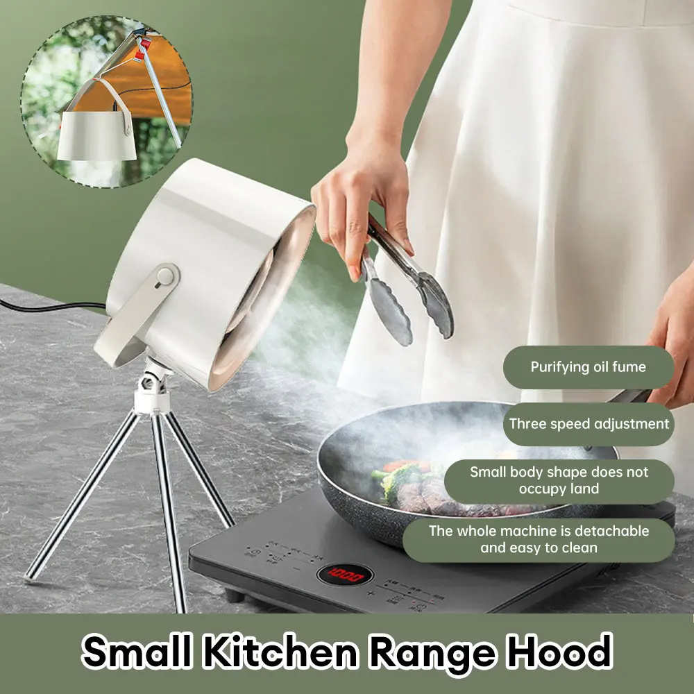 Camping Range Hood Portable Desktop USB Exhaust Fan Powerful Mini Kitchen Hood Extractor Suction Cooker Hood for BBQ Cooking