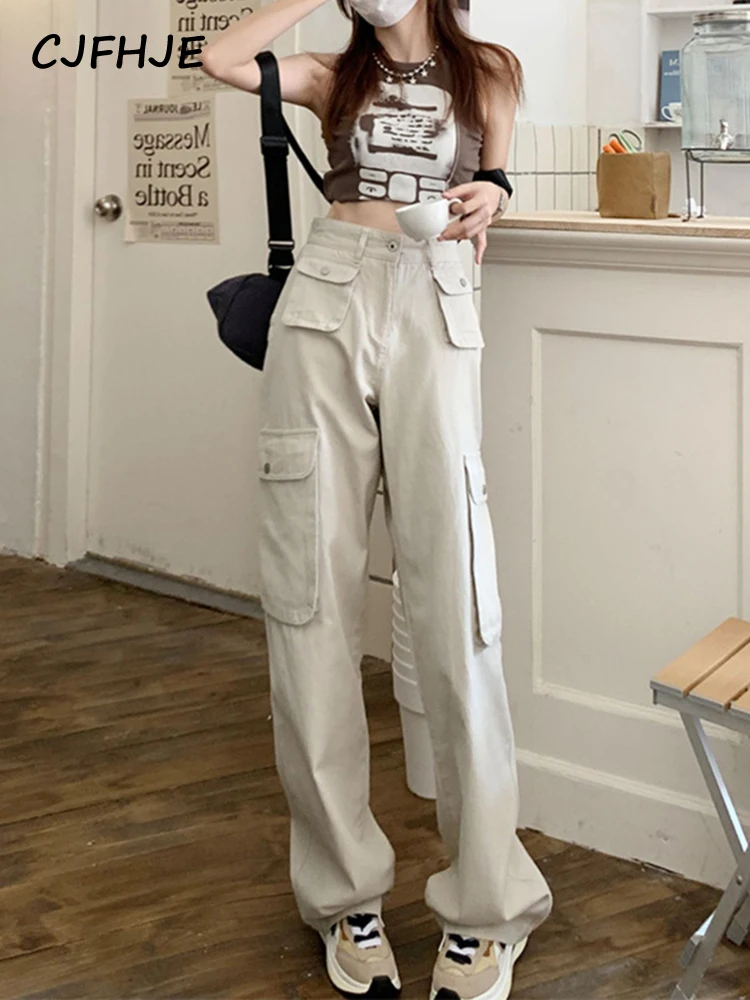 CJFHJE Cargo Pants Women High Waist Retro Y2k Street Fashion Casual Loose Couple Wide Leg Pants Straight Trousers Female Pants