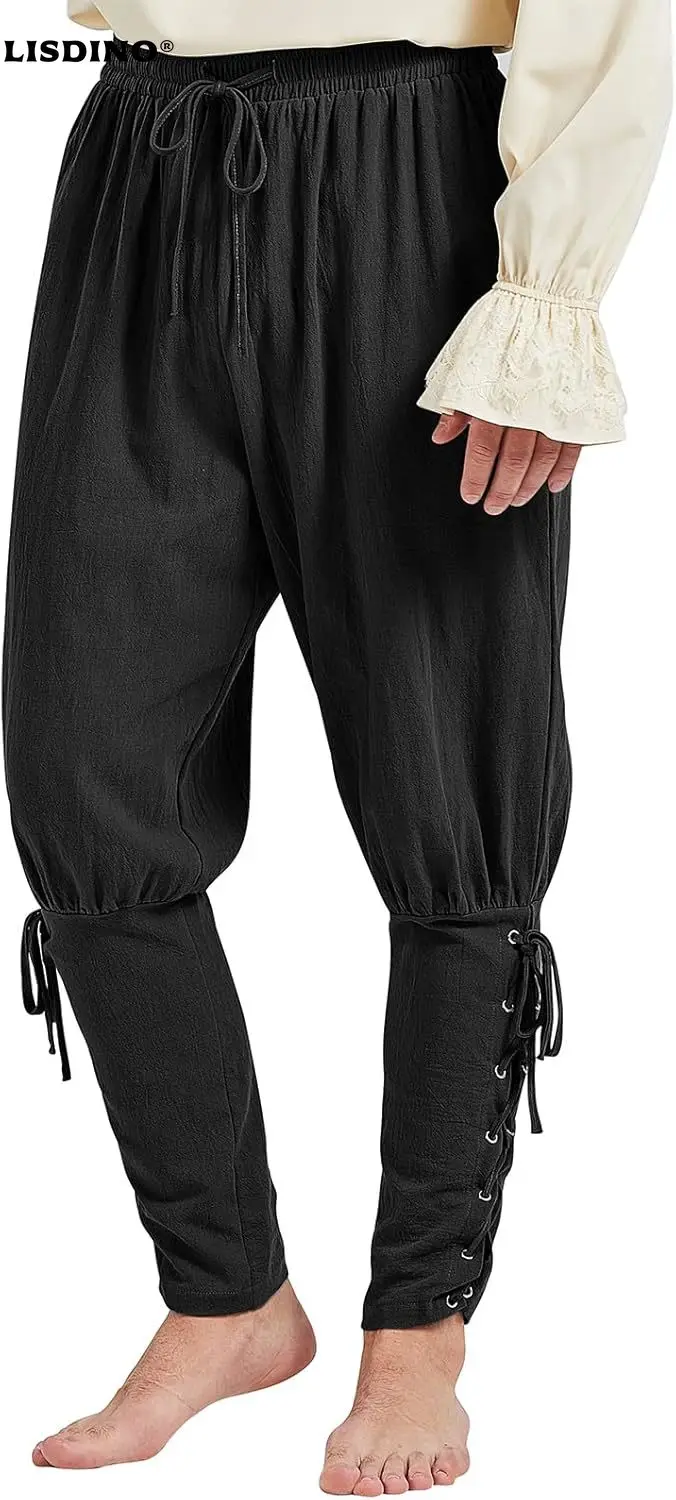 

1Century Star Renaissance Costume Men's Pirate Pants Medieval Ren Faire Viking Colonial Navigator Halloween Ankle Banded