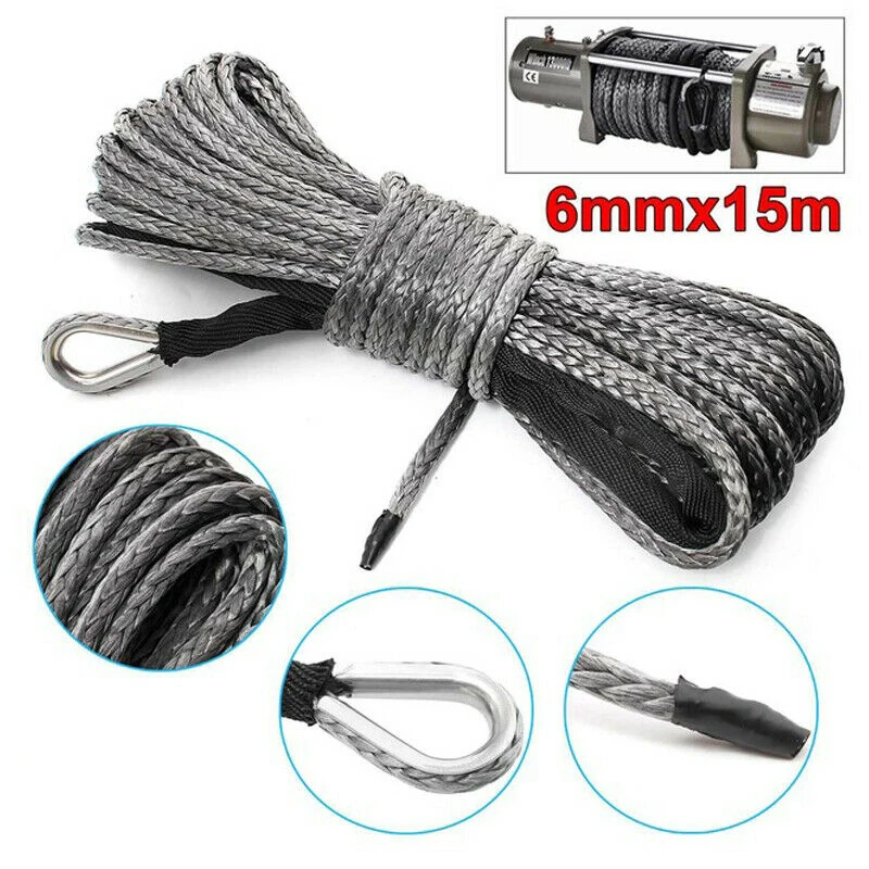 Synthetic Winch Rope, 1/4 X 50Ft Synthetic Winch Rope Line Cable For ATV UTV SUV Truck Boat Winch