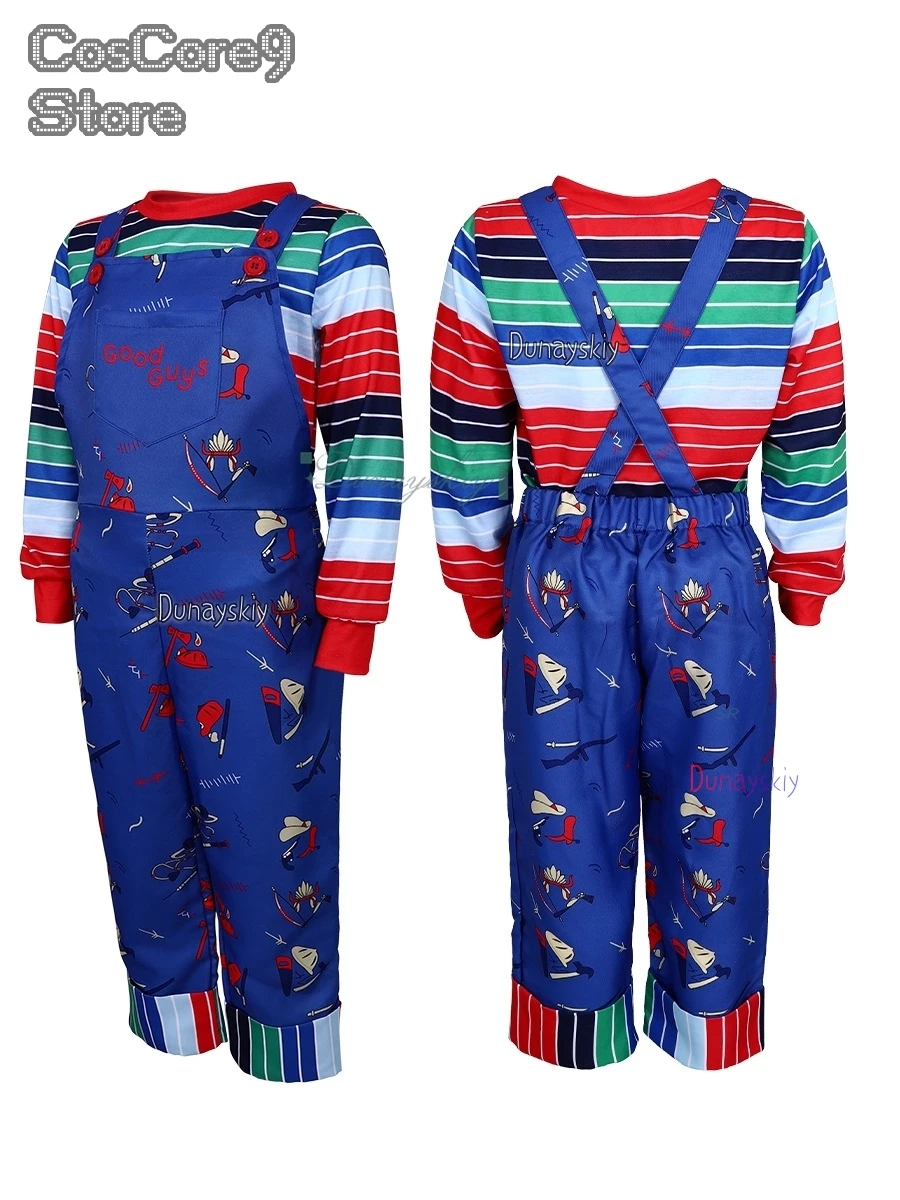 

Chucky Cosplay disfraz Ghost Baby Halloween Undershirt Overalls Tattoo Sticker Children's Set Carnival Suit Horror Film Cosplay