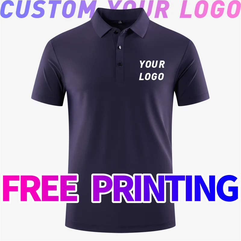 POLO shirt Free Custom Printing Logo Image Outdoor Training Fitness Gym Jogging Running Sweatshirt Quick drying T-shirt Elastic