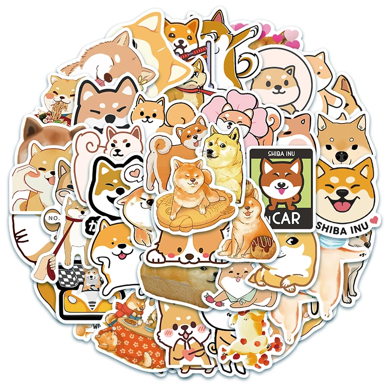 50pcs Shiba Inu Stickers Cartoon Cute for Envelope Guitar Card Skateboard Scrapbooking Notebook Wateproof Laptop Decal