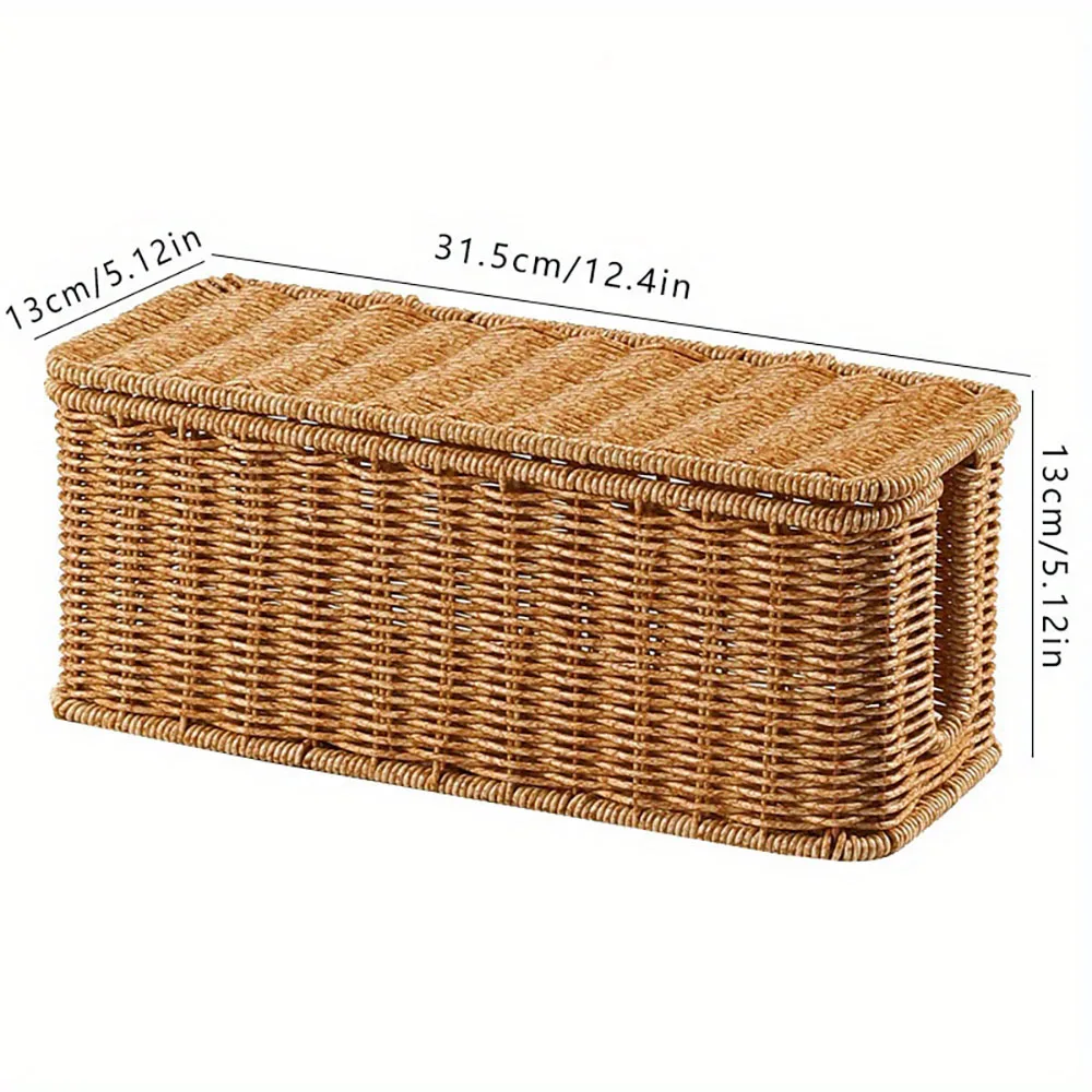 Handmade PP Rattan Socket Storage Basket Desktop Socket Organizer Box Power Cord Collection Shielding Decorative Box