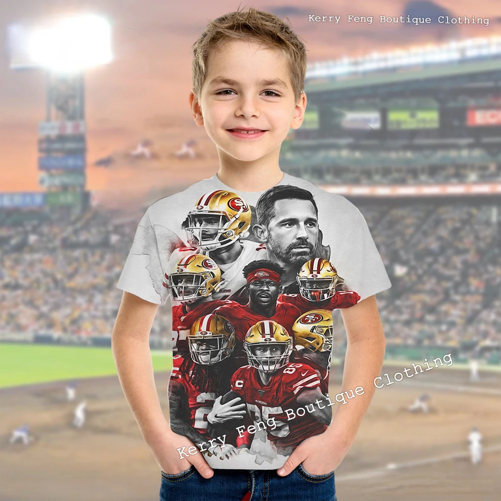 Summer Hot Selling American San Francisco 49ers Printed Kids Adult T-shirt Short sleeved Daily Street Fashion Top Clothing