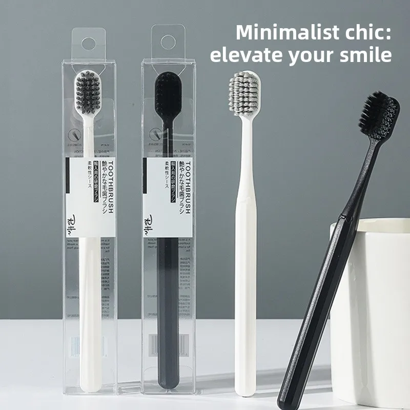 Black and white classic household soft-bristled toothbrush independent packaging Japanese adult couple family pack