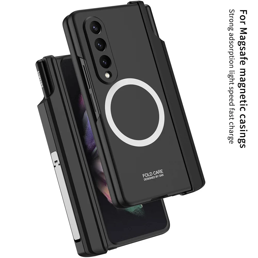 Magnetic Magsafe Case Supports Wireless Charging With Pen Slot Shell Membrane For Samsung Galaxy Z Fold5 Z Fold4 Z Fold3 Cover