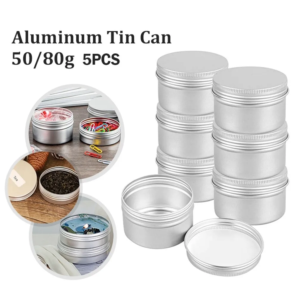 Nueva lata redonda de aluminio con tapa de tornillo de aluminio, tarro de almacenamiento de Metal, capacidad de 50ML, contenedor de aluminio de 80ML para lápiz labial