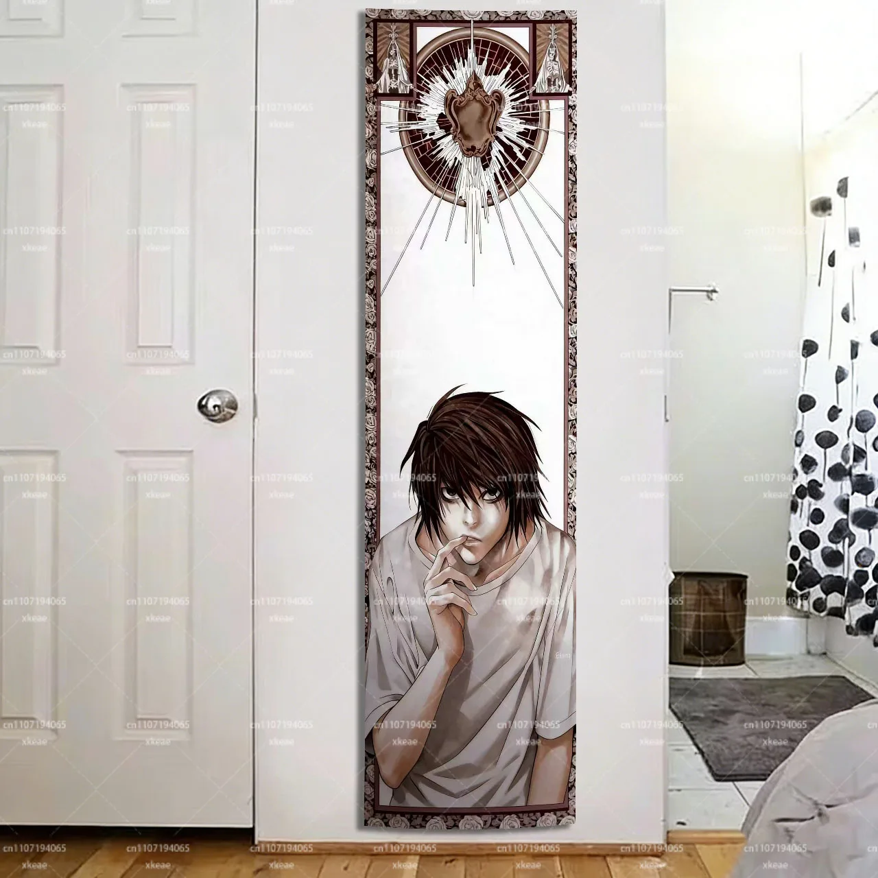 1PC Death Note L Lawliet Long Tapestry, Anime Manga Wall Hanging, 2D Print Decor for Bedroom, Game Room & Otaku Home Decor Print
