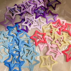 Y2K BB Star Hairclips Girls Colorful Cute Star Barrettes Women Simple Metal Snap Clip Headdress Hair Jewelry Accessories