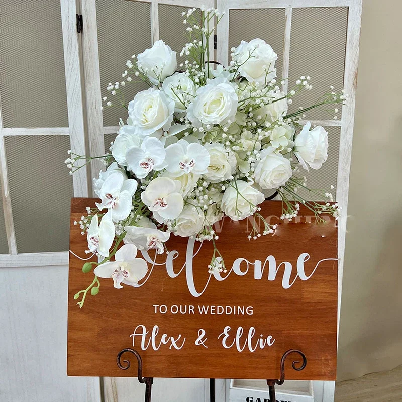 Luxury Babysbreath Rose Artificial Flower Wedding Decoration Runners Flower Row Floral Arrangement Table Centerpiece Flower Ball