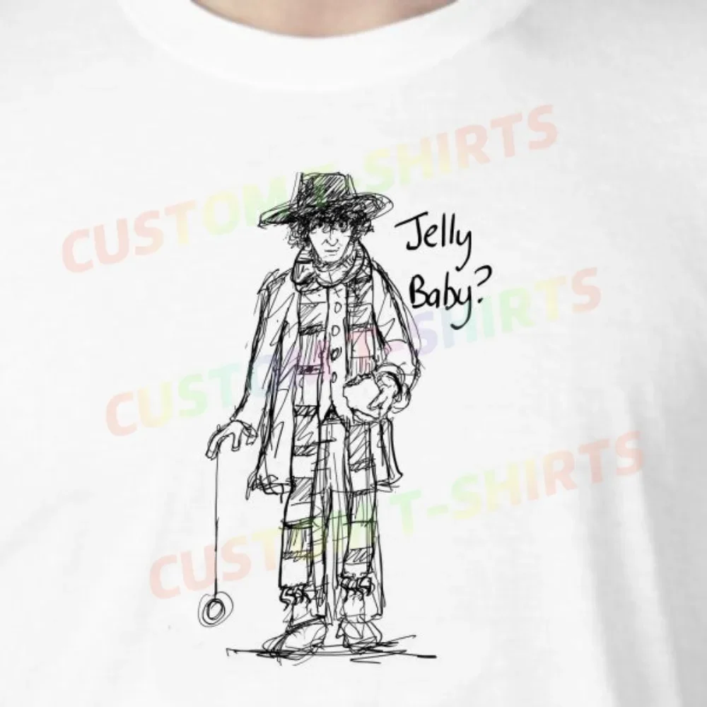 

166 248_Tom_Baker Fans' comic-style hand-drawn pattern T-shirts for both men and women in summer