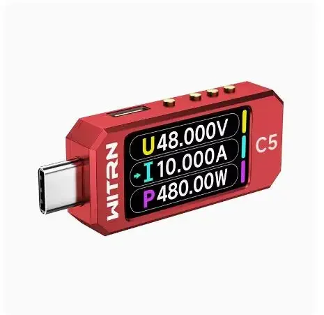 

WITRN C5 red 20bit detector USB voltage and current meter 28V tester PD3.1 fusion fast charging UFS EPR