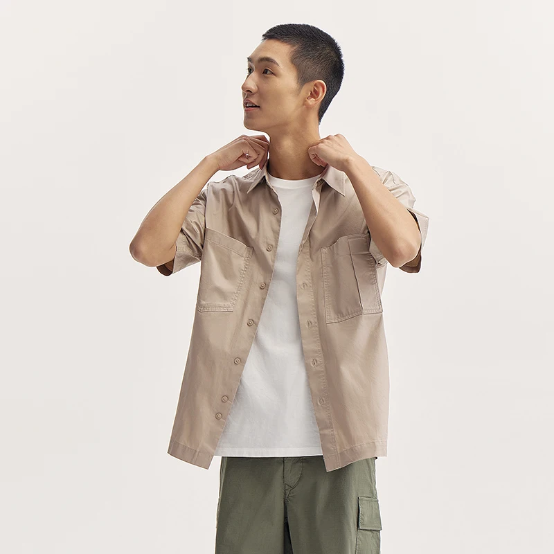 Semir chemise à manches courtes hommes vêtements de travail en plein air veste été coton couleur unie à la mode chemise polyvalente