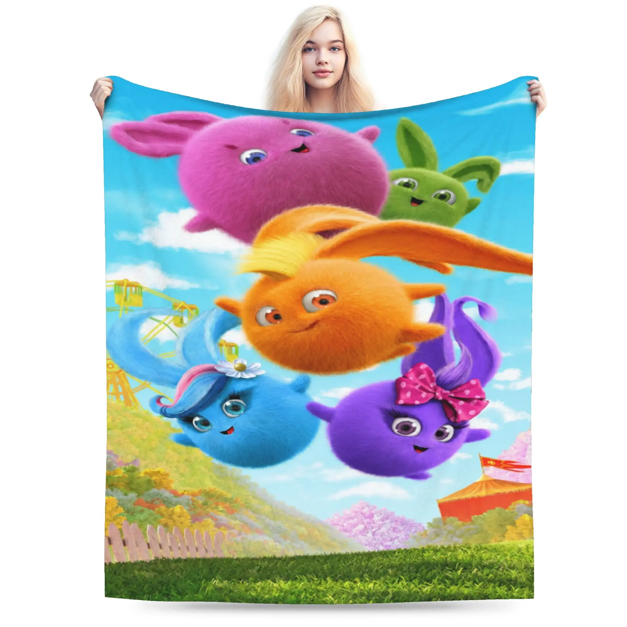 Sunnys Bunnies cartoon Accessories Blanket Ultra-Soft Flannel  Throw Blanket Relax Bedding Throws