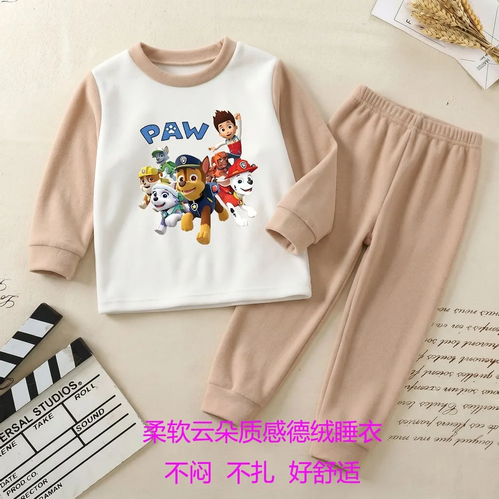 Autumn Winter Children's Sleepwears Sets Paw Patrol Boys Long Sleeve Pajamas Kids Warm Soft Home Clothing Bottom Pant 2pcs Suit