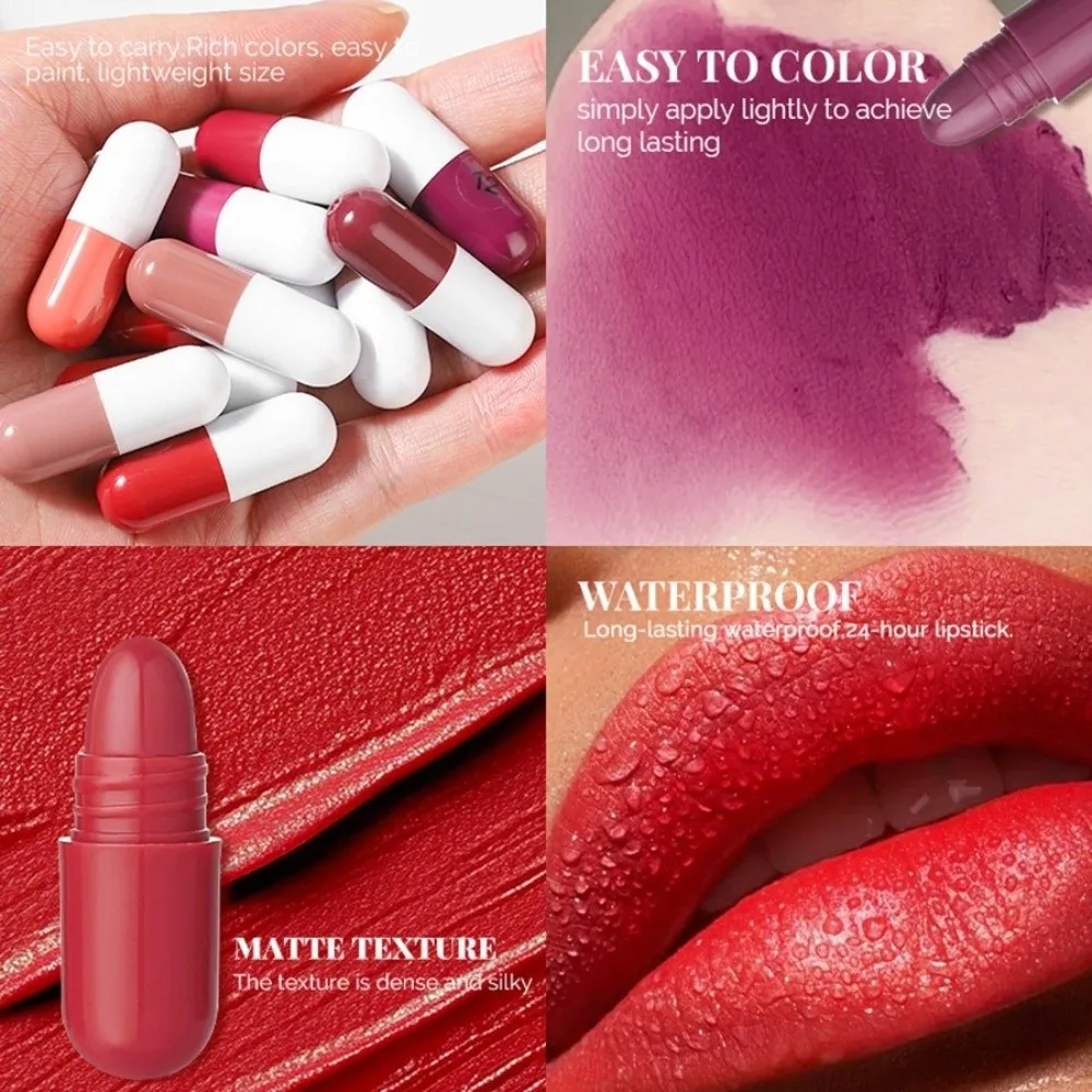 18pcs Soft Matte Finish Capsule Lipstick Set Long Lasting Non-Sticky Texture Lip Gloss Stick Travel Size Velvet Matte Lipstick