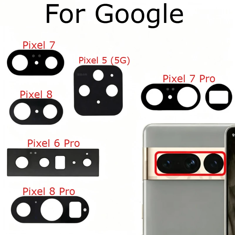 Rear Back Camera Glass Lens For Google Pixel 5 6 7 8 Pro 5G GD1YQ GTT9Q G5NZ6 Replacement with Adhesive Sticker
