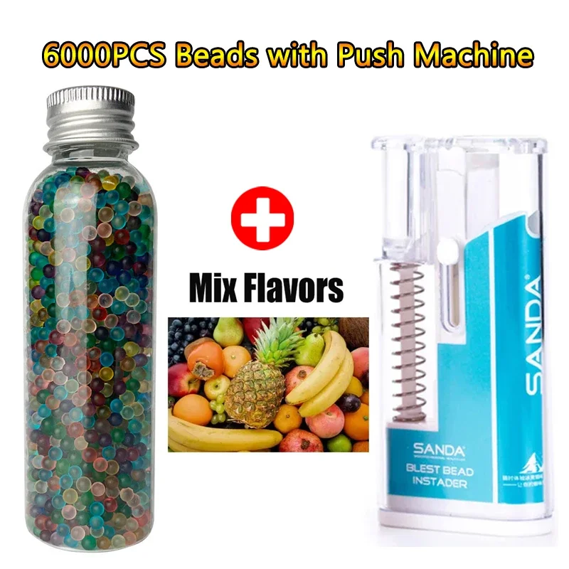 6000PCS DIY Fruit flavor Mixed Ball Capsules for cigarets with Pusher Box Black Ice mint Cigarette Explosion Pops Beads Men Gift