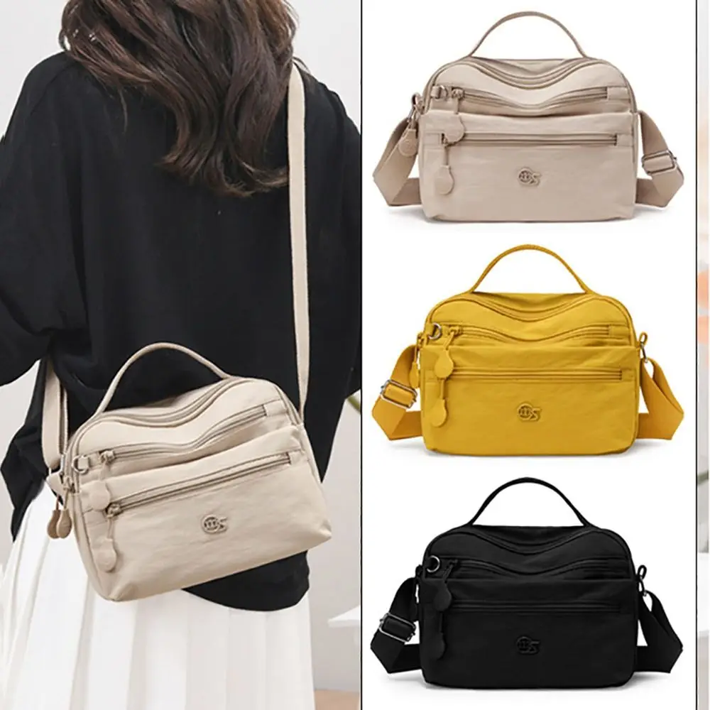 Fashion Long Strap Shoulder Bag Multi-Layer Large Capacity Messenger Bag Nylon Waterproof Crossbody Bag Travel