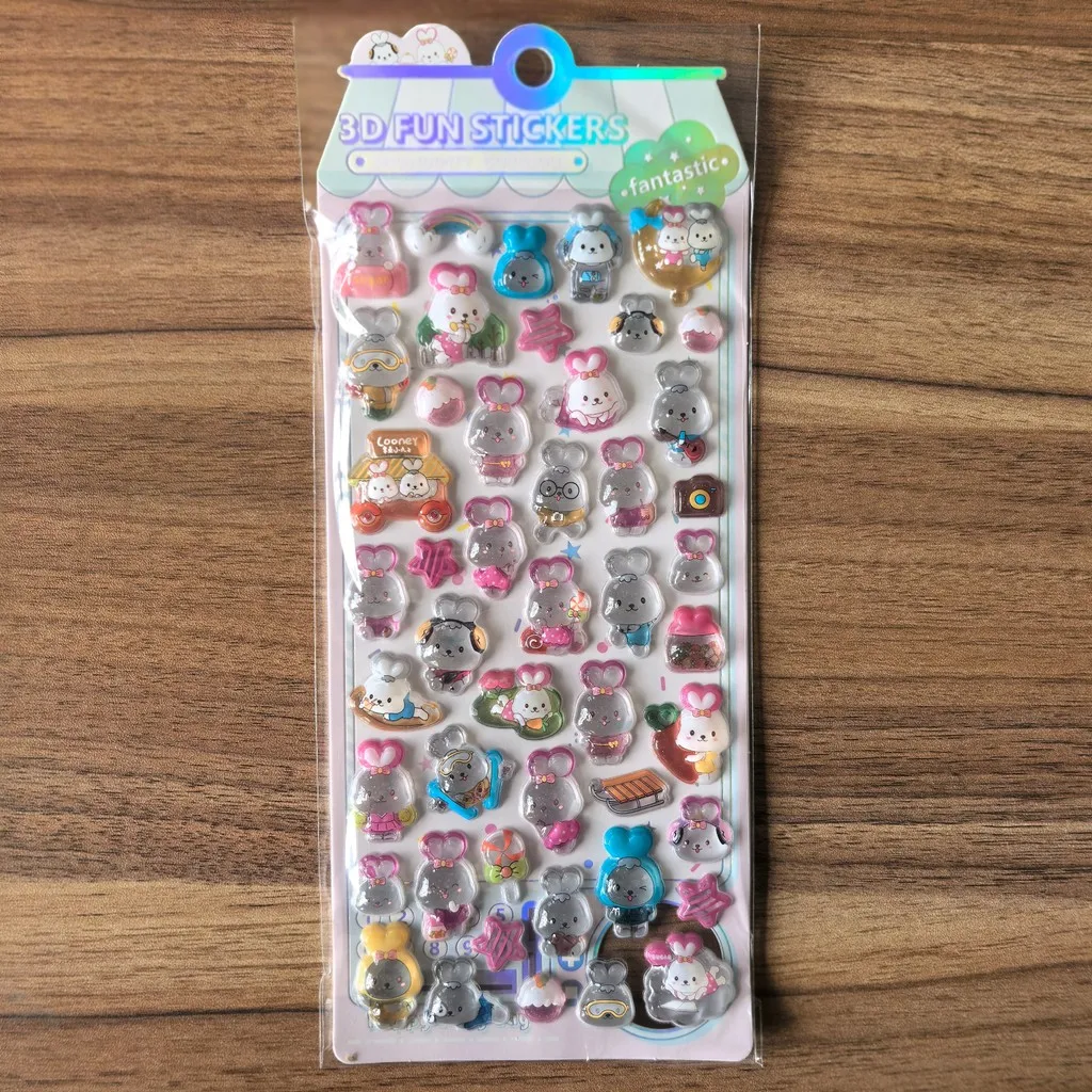 4 قطع من ملصقات الحيوانات الكريستالية المنقوشة ثلاثية الأبعاد - شارات زخرفية لطيفة لحقائب الظهر وحقائب القلم الرصاص وألعاب الأطفال متجر AnimeWorlds