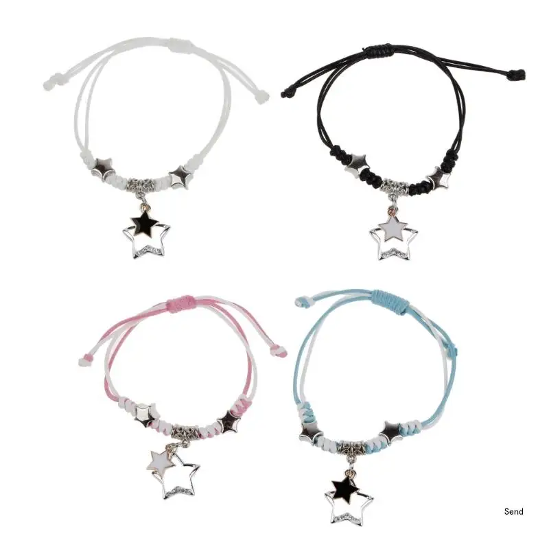 قطعتان من الأساور المصنوعة من الحبال المنسوجة الأنيقة للأزواج، أساور متطابقة مع سحر النجمة