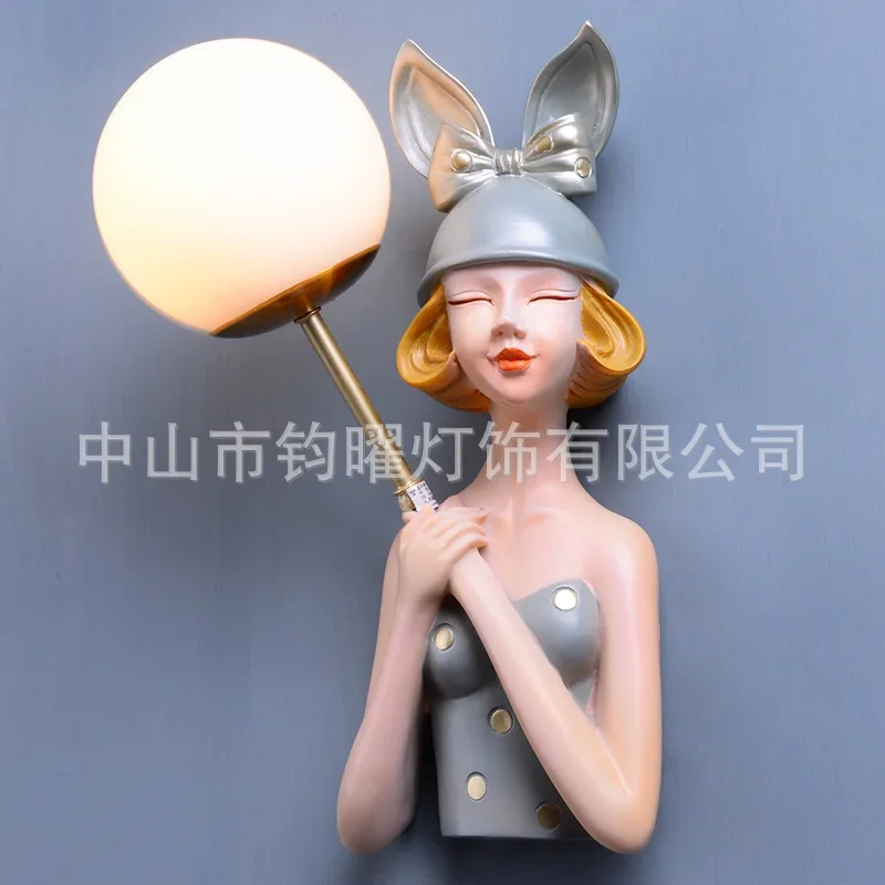 

Cartoon Lovely Girl Led Wall Lamp Modern Home Personality Living Room Bedroom Background Wall Creative Decorative Lamps Lighting