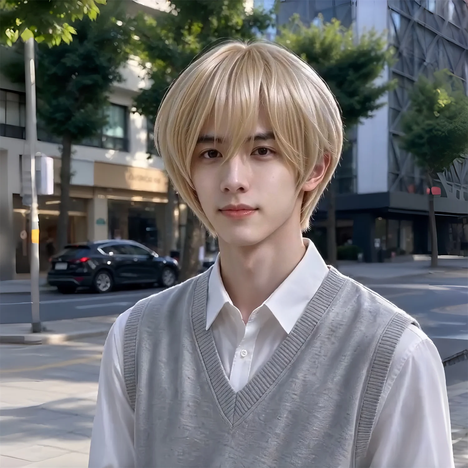 Short Layered Wig 10 Inch 27 Golden Blonde Heat Resistant Synthetic Wig For Men Daily Cosplay Party, Wigs for Halloween