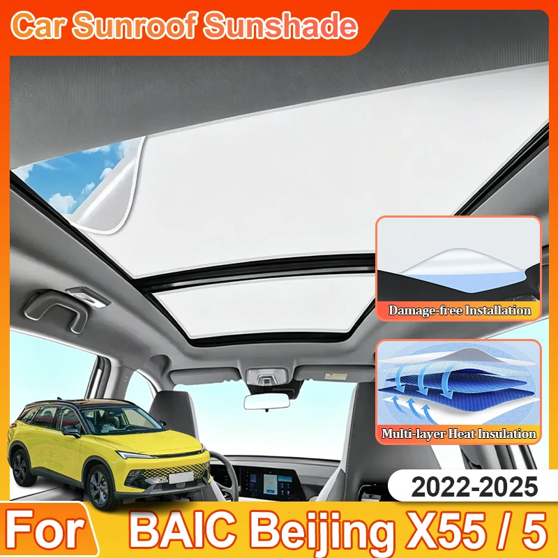 

Car Sunshades For BAIC Beijing X55 5 Accessories Tiger Six 2022~2025 Sun Shade Shield Electrostatic Adsorption Heat Insulation