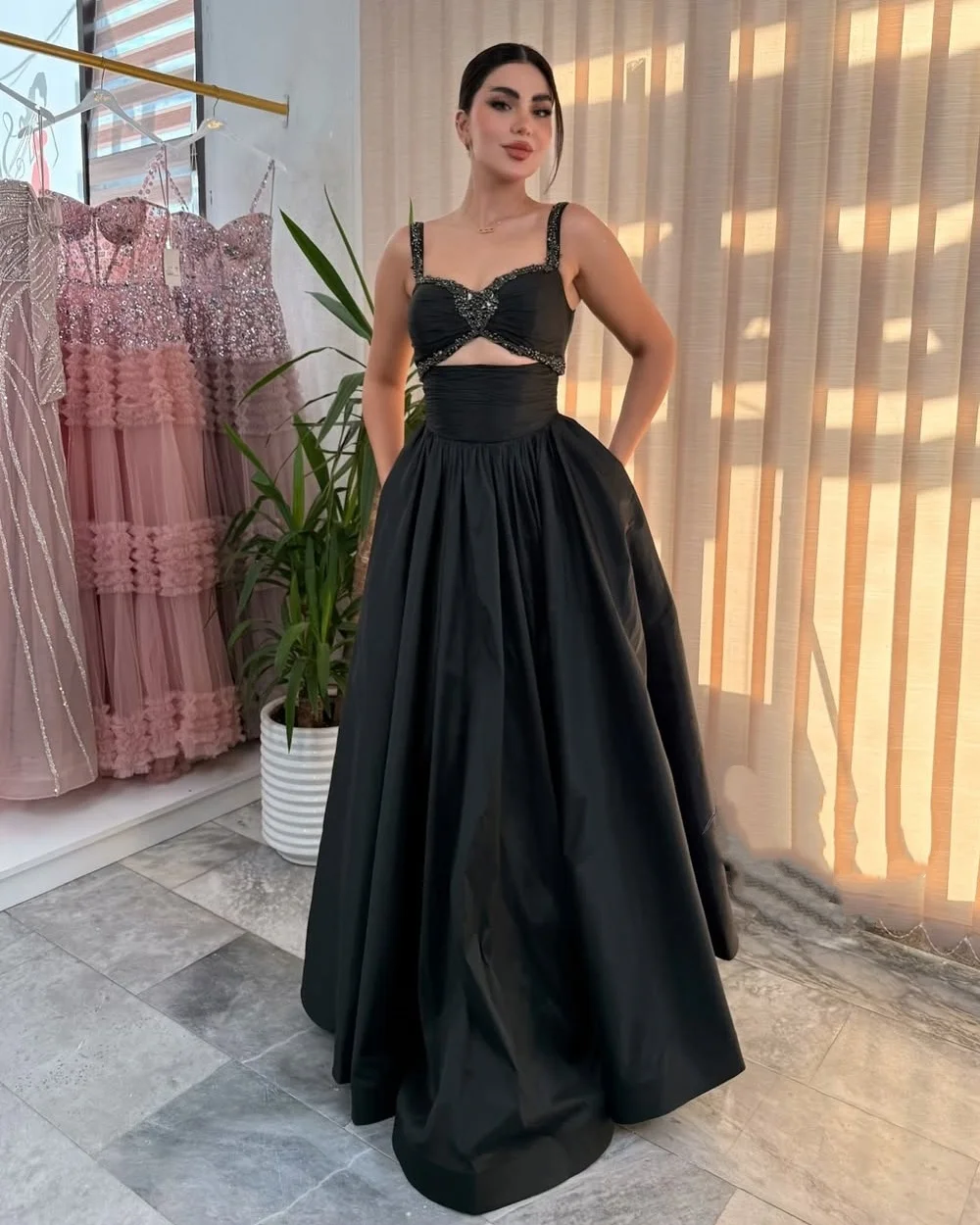 

Customized Fashion Matching Beading Sequined A-line Off-the-shoulder Long Dresses Bespoke Occasion Dresses Modern Style Classic