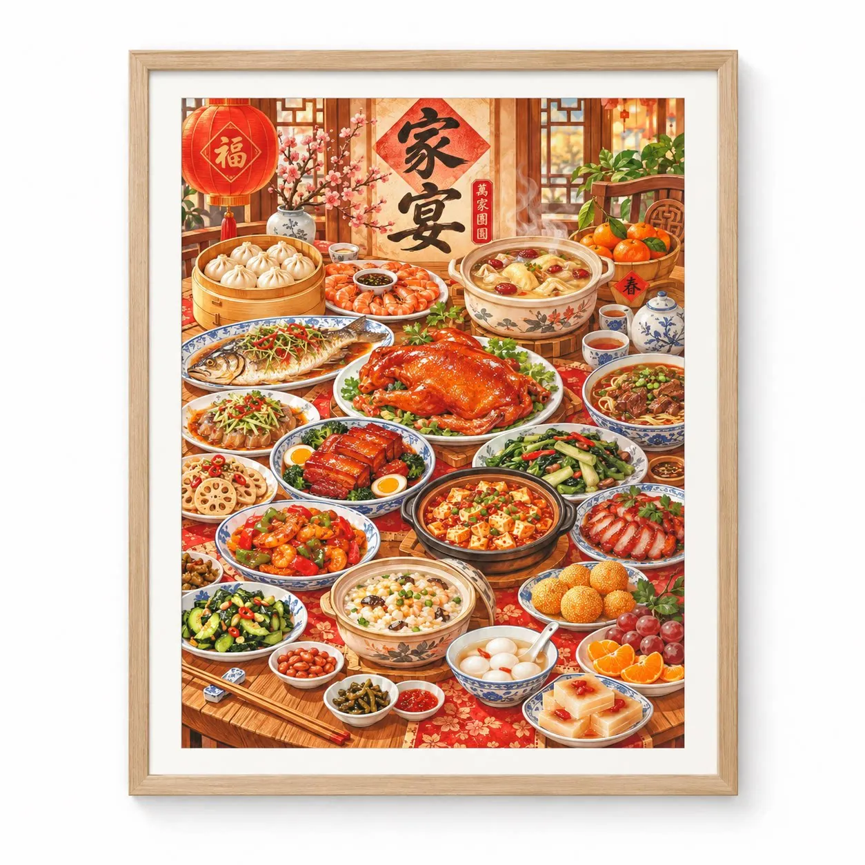 [ZZ9290-Family Banquet Reunion]14CT 11CT 16CT Stamped Cross Stitch Kit DIY Embroidery Needlework Set with Printed Canvas Cotton