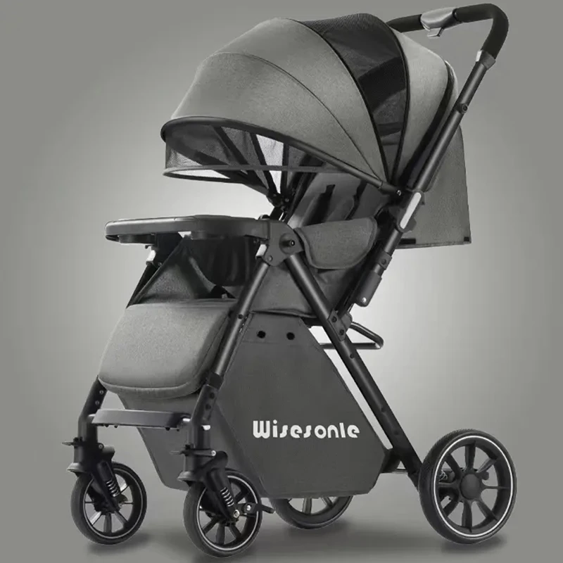 Four-wheeled Baby Stroller Two-way Comfortable Breathable High Landscape Lightweight Easy To Carry Foldable Shockproof Stroller