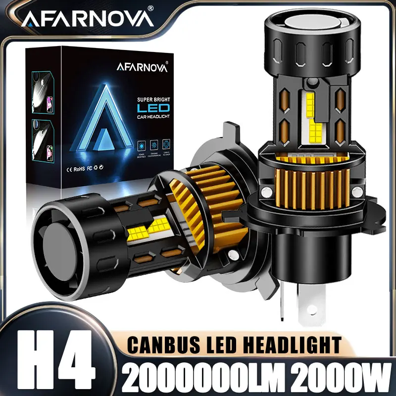 

2000W H4 Светодиодный автомобильный фонарь Canbus 2000000LM Автомобильная светодиодная фара 6500K Мощные лампы высокого ближнего света H7 с вентилятором Фара