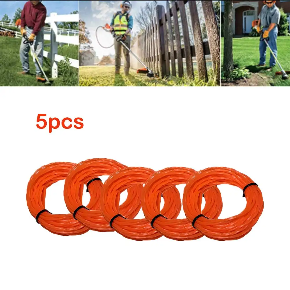 5M Grass Trimmer Line Nylon Spiral Brush Cutter Rope Lawn Mower Head Accessory Brushcutter Cord For Ego Grade 0.095 In