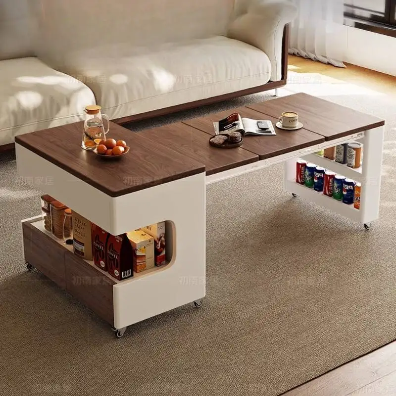 Walnut Living Room Coffee Tables Mobile Wheels Apartment Modern Coffee Tables Space Saving Tavolino Da Salotto Furniture Home