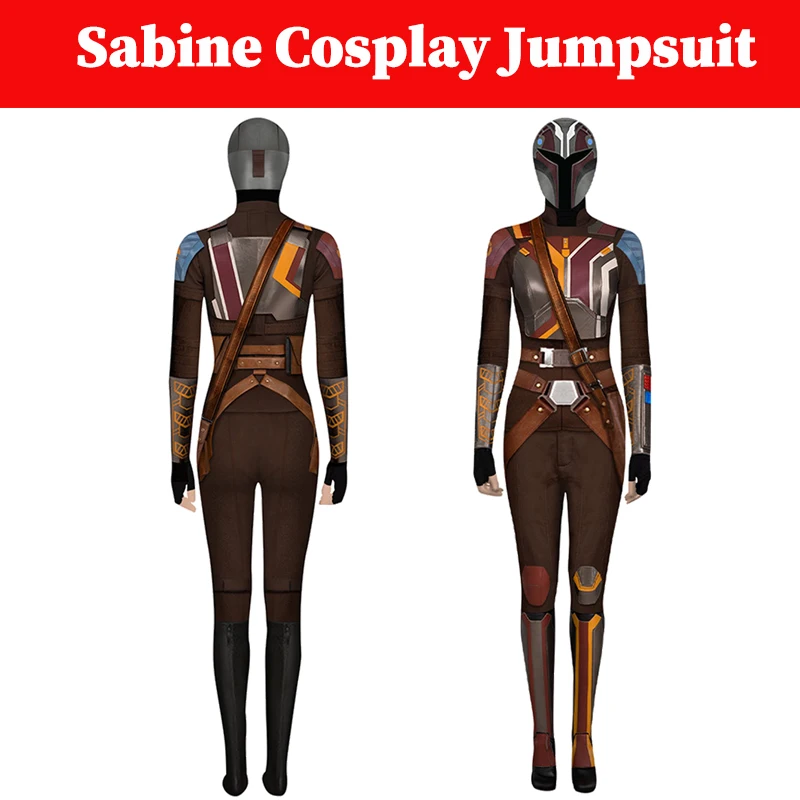 Sabine Cosplay Printed Jumpsuit Costume Movie Space Battle Wren Armor Rolepaly Bodysuit Outfits Women Fantasia Halloween Suit