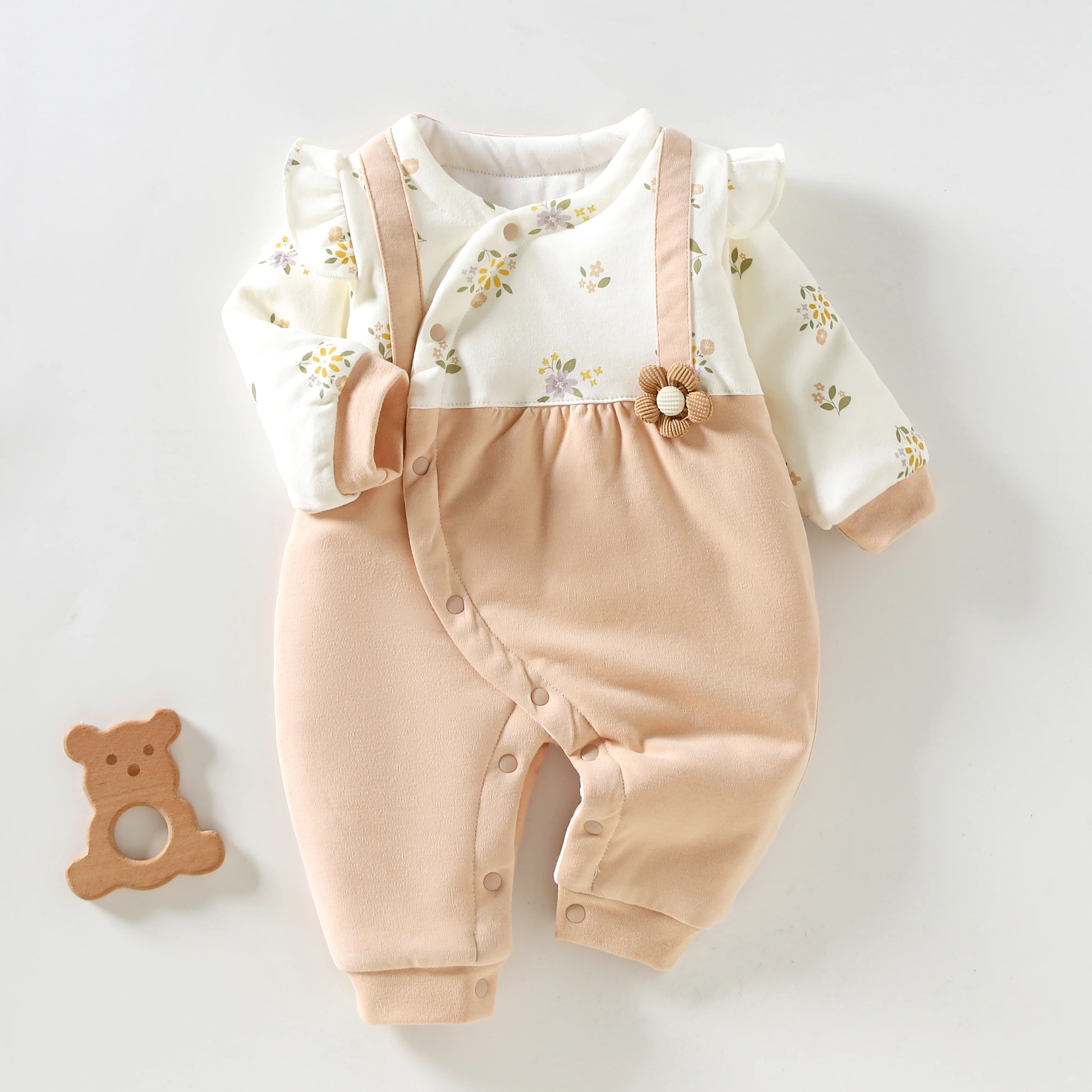 Newborn Baby Butterfly Clothing Pure Cotton Monk-Style Outfit Autumn and Winter Style Seamless Newborn Baby Jumpsuit