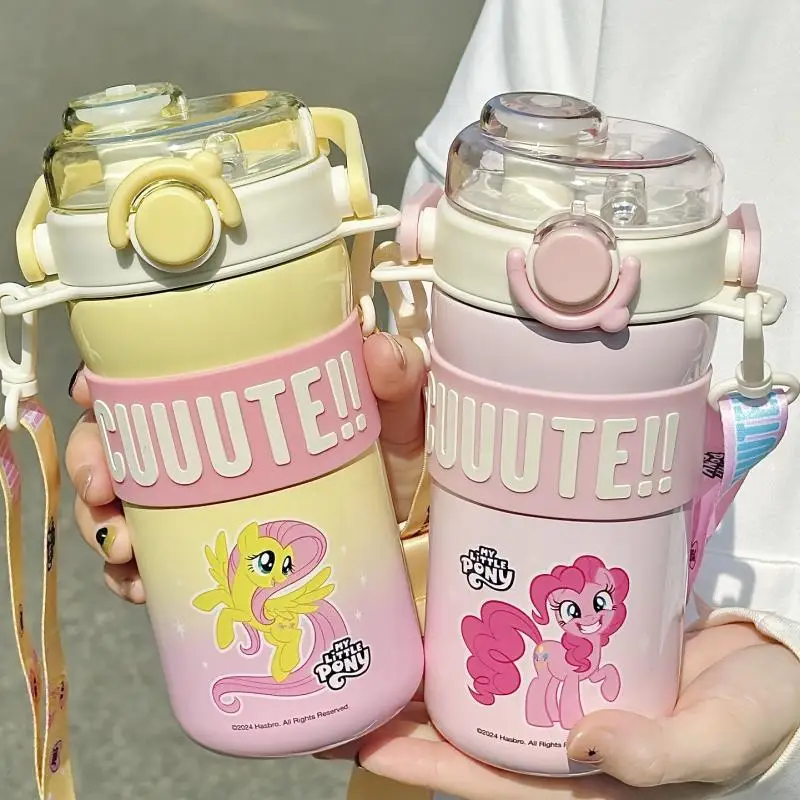 635Ml Anime My Little Pony Double Drinking Straw Thermos Cup Cartoon Large Capacity Portable Creative Stainless Steel Kettle