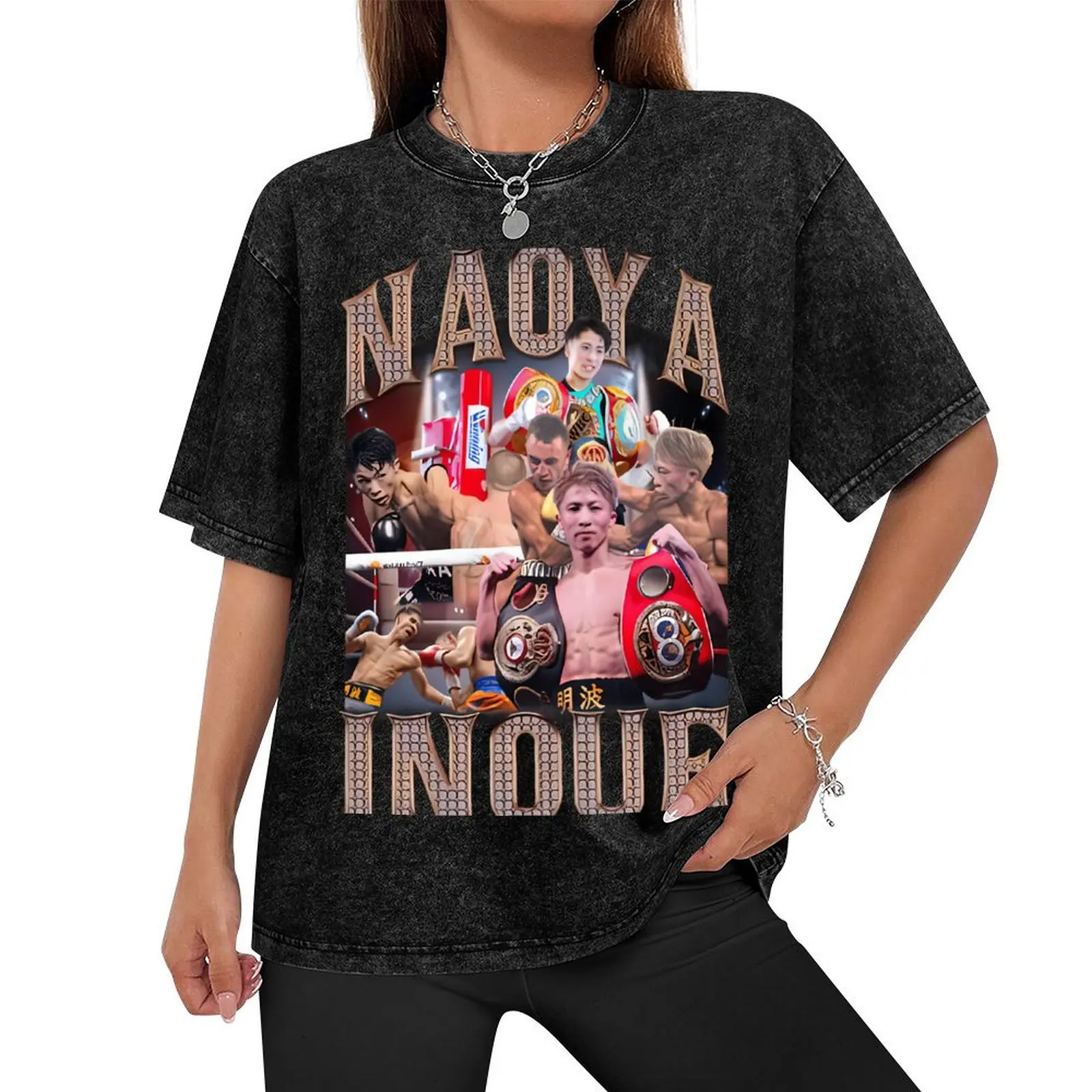 Naoya Inoue Oversized Snow Wash T-Shirt cute clothes quick-drying anime plus size clothes t shirts for men cotton