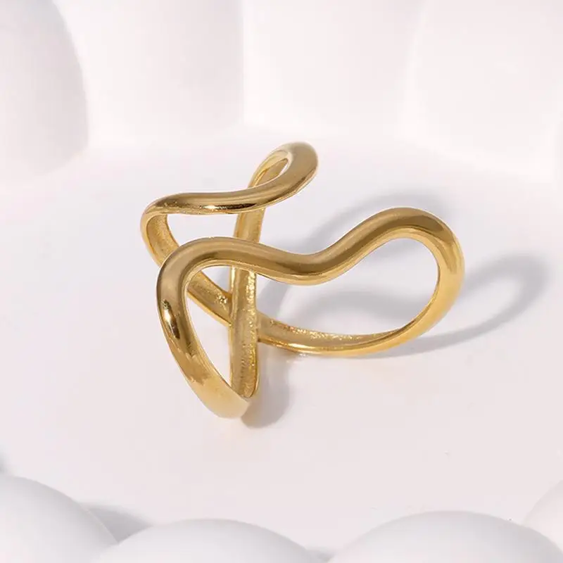 Simple Vintage Geometry Rings Exaggerated Gold Silver Color Open Ring for Women Girl Fashion Party Metal Adjustable Jewelry Gift